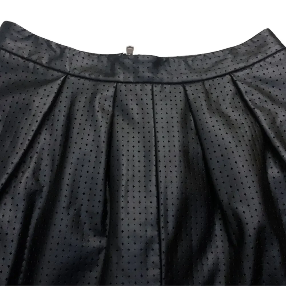 2/$30 Black Faux Leather Short Pleated Skirt Size 2P Petite Cutout High Waist